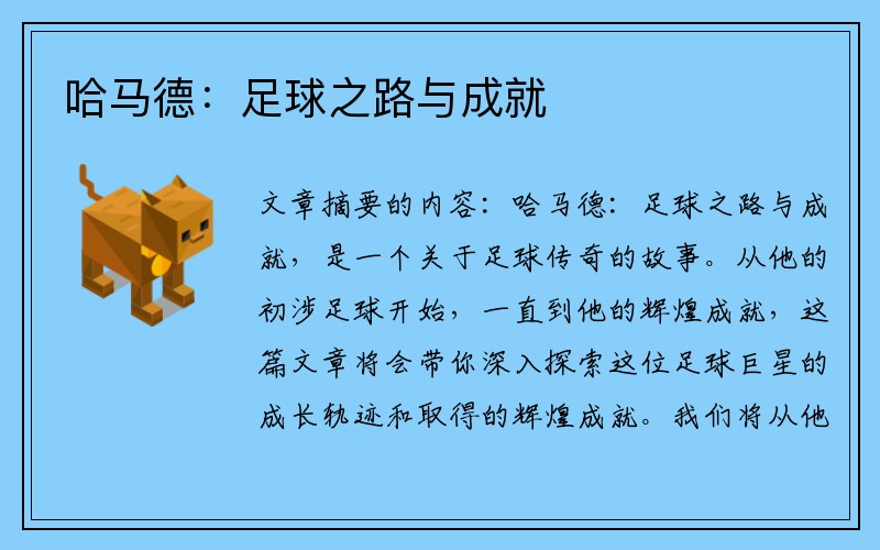 哈马德：足球之路与成就